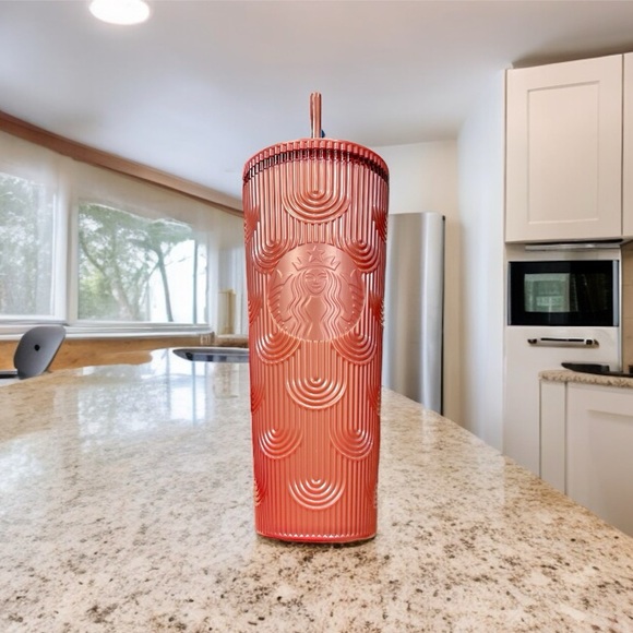 Starbucks 2023 Fall Shimmer Pink Mermaid Cold Cup Tumbler 24oz Venti - Picture 10 of 15